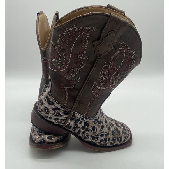 Roper Brand Little Kids Youth Sz 11 Brown Cheetah Print Cowboy Western Boot READ - Picture 3 of 8